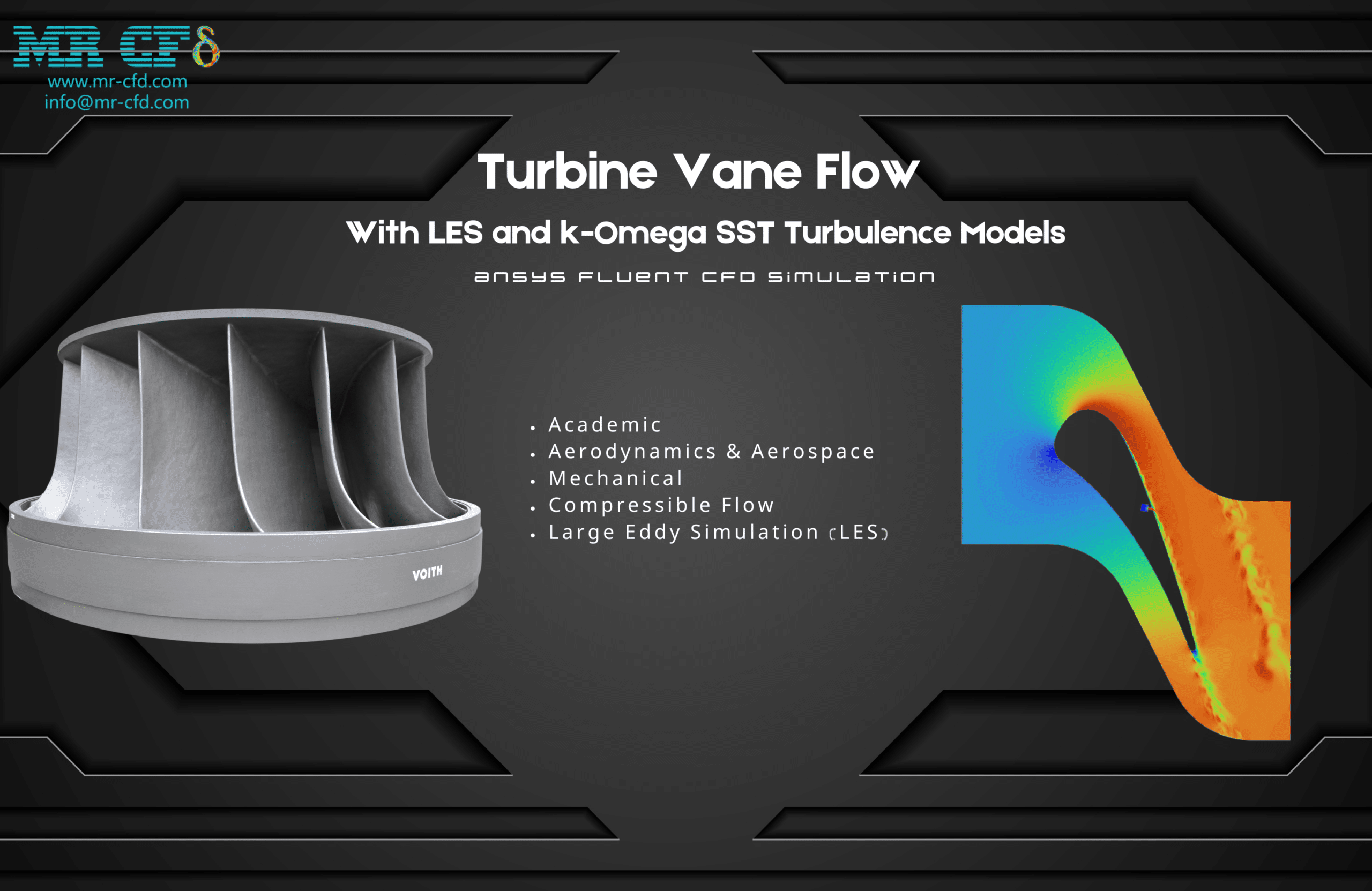 Turbine Vane Flow With LES and k-Omega SST Turbulence Models