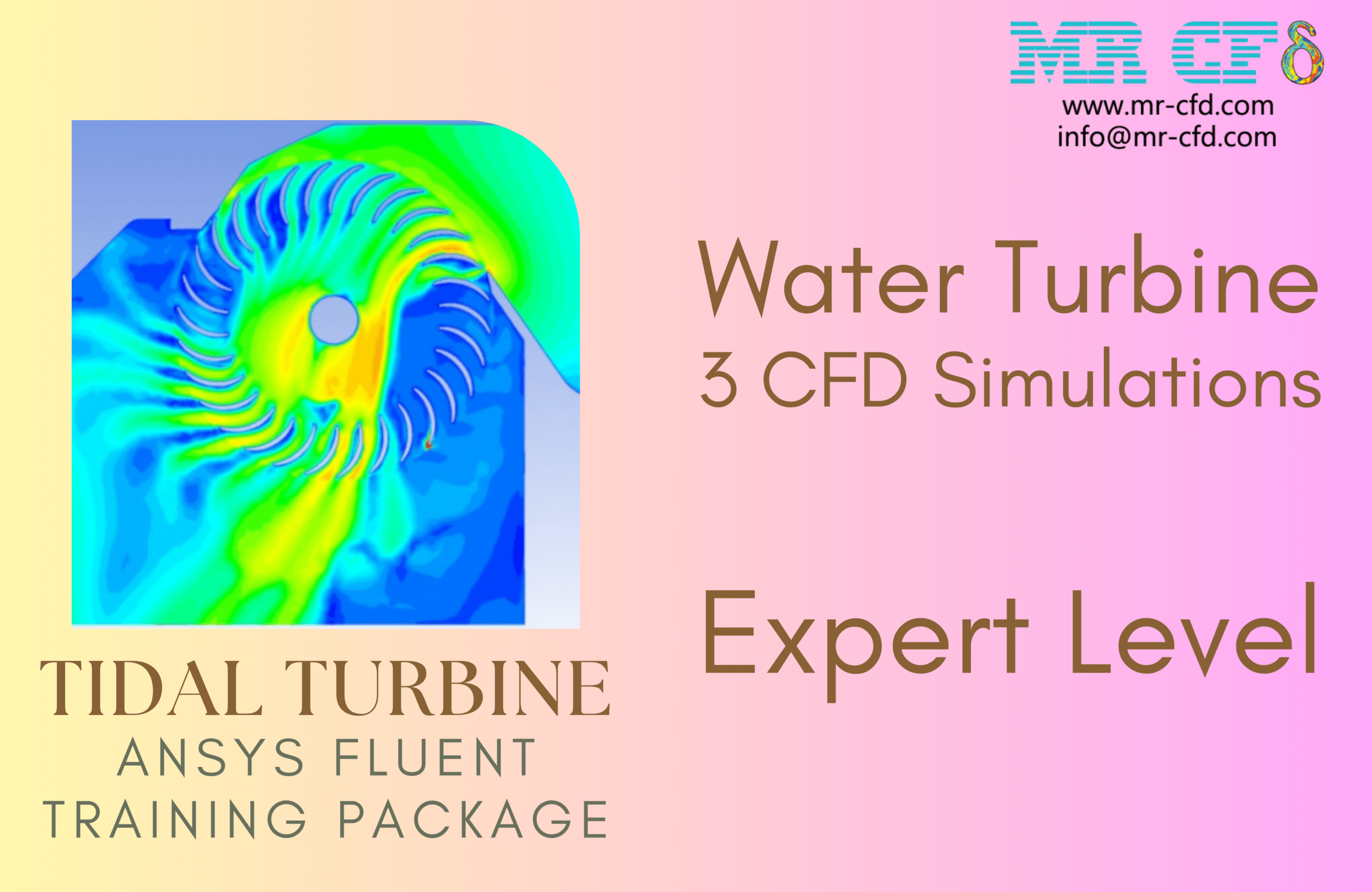 Water Turbine (Tidal Turbine): ANSYS Fluent Training Package, 3 Expert CFD Simulations